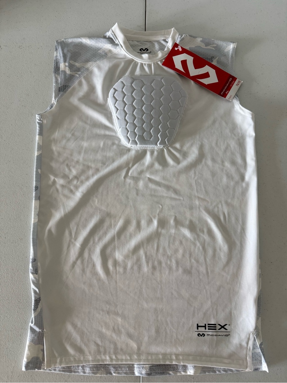 McDavid HEX Youth XL Padded Sternum Compression Shirt White Camo NWT